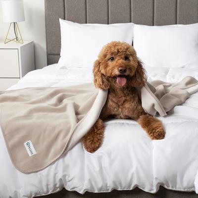 Show full view: PetAmi Reversible Fleece Waterproof Cat & Dog Blanket, Taupe/Beige, Large  slide 5 of 10