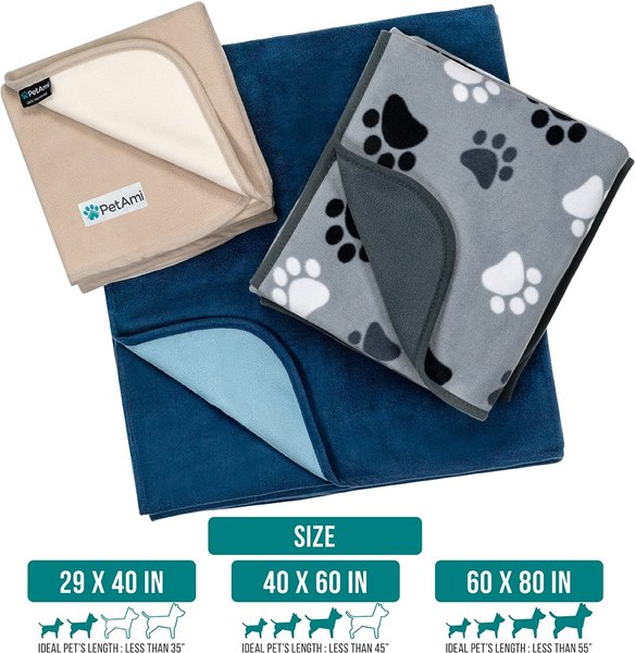 Show full view: PetAmi Reversible Fleece Waterproof Cat & Dog Blanket, Taupe/Beige, Medium  slide 7 of 10