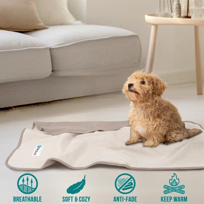 Show full view: PetAmi Reversible Fleece Waterproof Cat & Dog Blanket, Taupe/Beige, Medium  slide 6 of 10