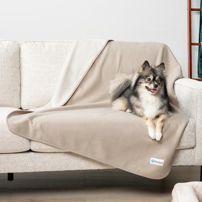 Show full view: PetAmi Reversible Fleece Waterproof Cat & Dog Blanket, Taupe/Beige, Medium  slide 5 of 10