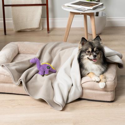 Show full view: PetAmi Reversible Fleece Waterproof Cat & Dog Blanket, Taupe/Beige, Medium  slide 2 of 10