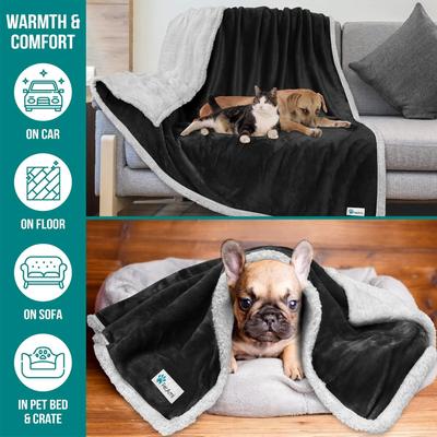 Show full view: PetAmi Sherpa Cat & Dog Blanket, Black, 29 x 40-in slide 5 of 9