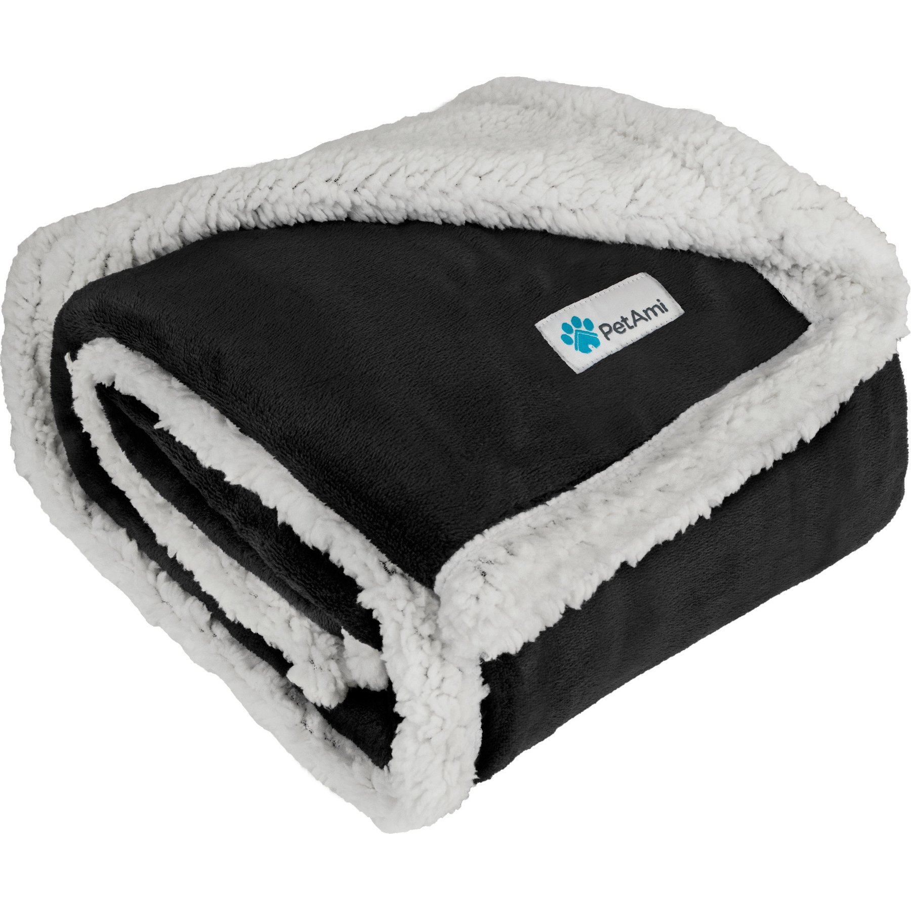 PetAmi Sherpa Cat & Dog Blanket, Black, 50 x 40-in