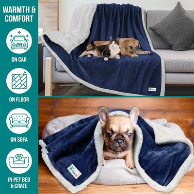 Show full view: PetAmi Sherpa Cat & Dog Blanket, Blue, 50 x 40-in slide 5 of 9
