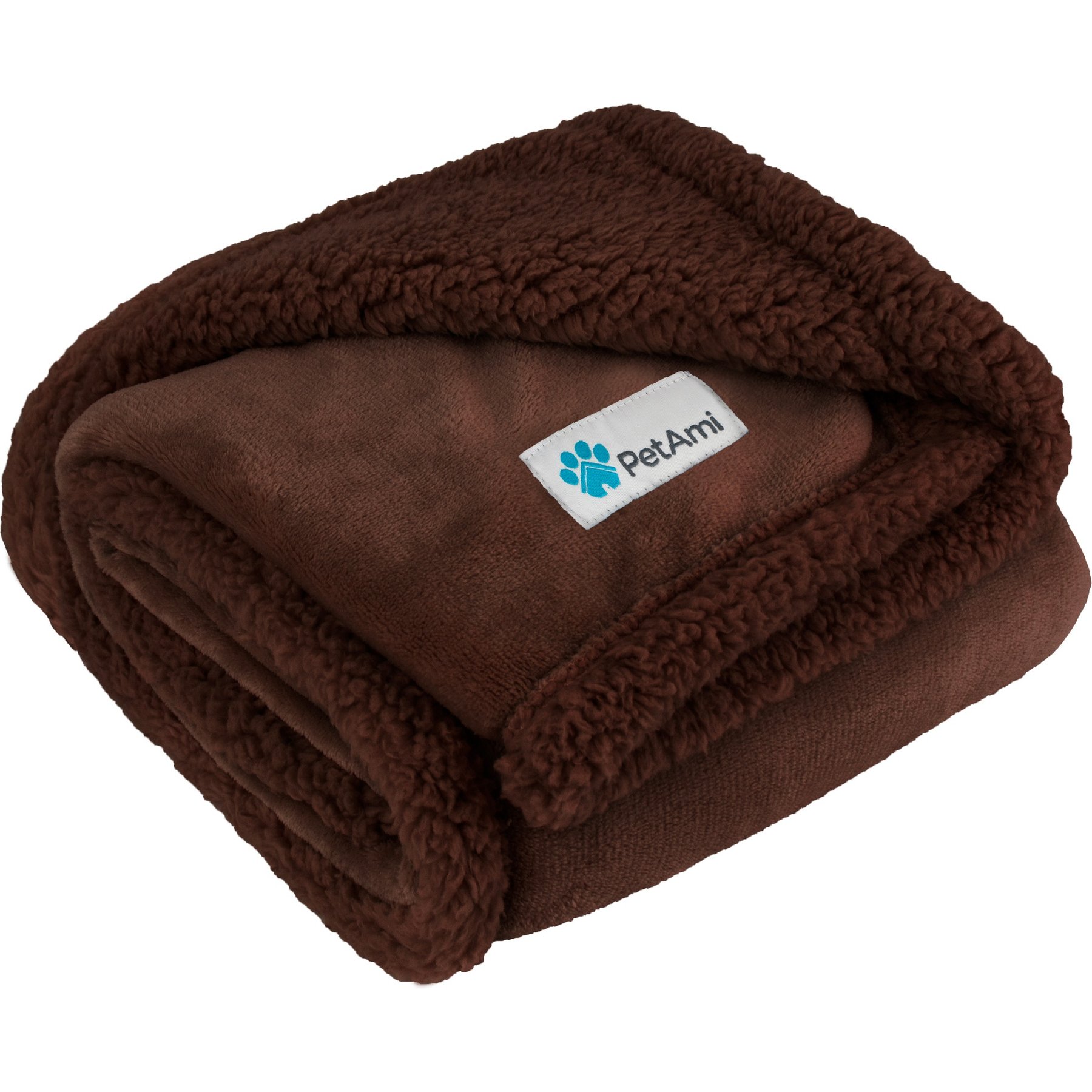 PetAmi Sherpa Cat & Dog Blanket, Brown/Brown Sherpa, X-Large