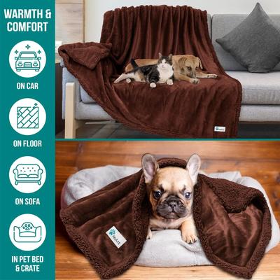 Show full view: PetAmi Sherpa Cat & Dog Blanket, Brown/Brown Sherpa, X-Large slide 5 of 9