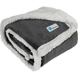 PetAmi Sherpa Cat & Dog Blanket, Charcoal, 60 x 80-in
