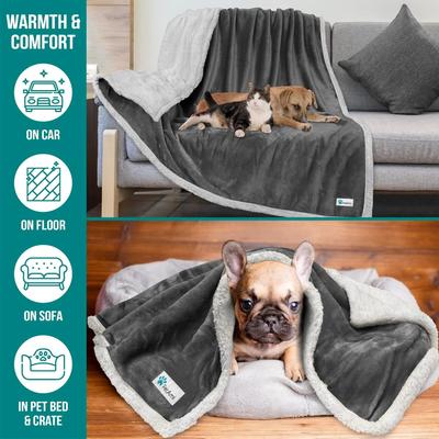 Show full view: PetAmi Sherpa Cat & Dog Blanket, Charcoal, 60 x 80-in slide 6 of 10