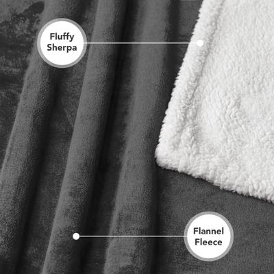 Show full view: PetAmi Sherpa Cat & Dog Blanket, Charcoal, 60 x 80-in slide 3 of 10