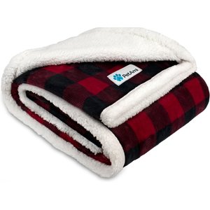 PetAmi Sherpa Cat & Dog Blanket, Checkered Red, 50 x 40-in