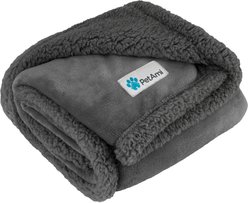 PetAmi Sherpa Cat & Dog Blanket, Gray & Gray Sherpa, 50 x 40-in