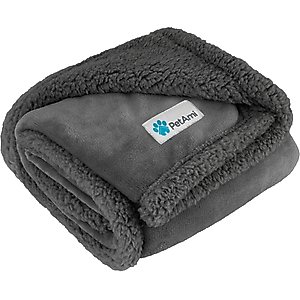 PetAmi Sherpa Cat & Dog Blanket, Gray & Gray Sherpa, 50 x 40-in