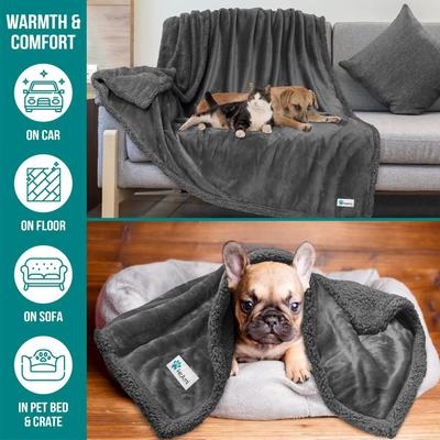 Show full view: PetAmi Sherpa Cat & Dog Blanket, Gray & Gray Sherpa, 50 x 40-in slide 5 of 9