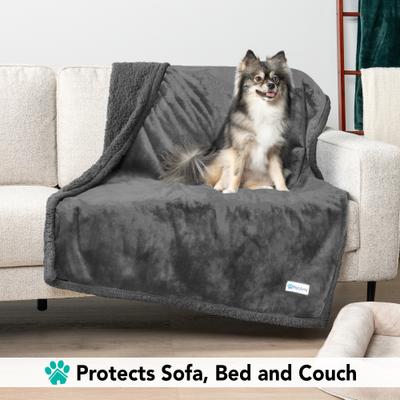 Show full view: PetAmi Sherpa Cat & Dog Blanket, Gray & Gray Sherpa, 50 x 40-in slide 3 of 9