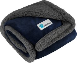 PetAmi Sherpa Cat & Dog Blanket, Navy & Gray Sherpa, 29 x 40-in