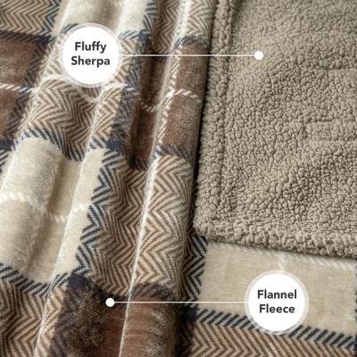 Show full view: PetAmi Sherpa Cat & Dog Blanket, Plaid Taupe, 60 x 40-in slide 2 of 9