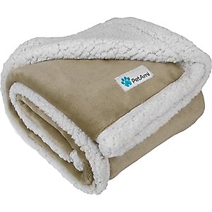 PetAmi Sherpa Cat & Dog Blanket, Taupe, 60 x 80-in
