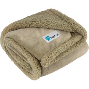 PetAmi Sherpa Cat & Dog Blanket, Taupe & Taupe Sherpa, 29 x 40-in