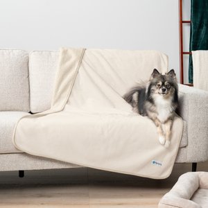 PetAmi Sherpa Fleece Waterproof Cat & Dog Blanket, Beige, Large 