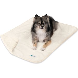 PetAmi Sherpa Fleece Waterproof Cat & Dog Blanket, Beige, Medium 