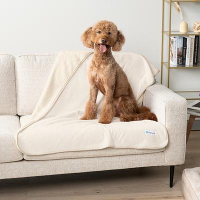 Show full view: PetAmi Sherpa Fleece Waterproof Cat & Dog Blanket, Beige, Medium  slide 6 of 10