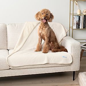 PetAmi Sherpa Fleece Waterproof Cat & Dog Blanket, Beige, X-Large 