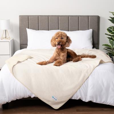 Show full view: PetAmi Sherpa Fleece Waterproof Cat & Dog Blanket, Beige, X-Large  slide 3 of 9