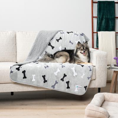 Show full view: PetAmi Sherpa Fleece Waterproof Cat & Dog Blanket, Bone Gray, Large  slide 5 of 11