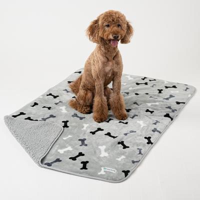 Show full view: PetAmi Sherpa Fleece Waterproof Cat & Dog Blanket, Bone Gray, Large  slide 6 of 11