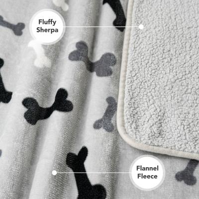 Show full view: PetAmi Sherpa Fleece Waterproof Cat & Dog Blanket, Bone Gray, Large  slide 9 of 11