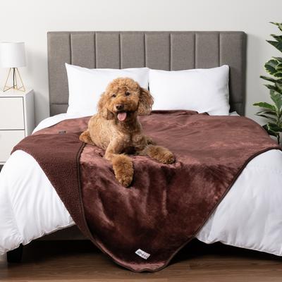 Show full view: PetAmi Sherpa Fleece Waterproof Cat & Dog Blanket, Brown, Large  slide 4 of 9