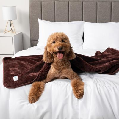 Show full view: PetAmi Sherpa Fleece Waterproof Cat & Dog Blanket, Brown, Small  slide 6 of 9
