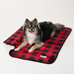 PetAmi Sherpa Fleece Waterproof Cat & Dog Blanket, Checkered Red, Medium 