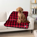 PetAmi Sherpa Fleece Waterproof Cat & Dog Blanket, Checkered Red, X-Large 