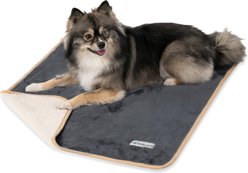 PetAmi Sherpa Fleece Waterproof Cat & Dog Blanket, Gray/Beige, Medium