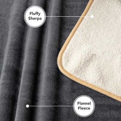 Show full view: PetAmi Sherpa Fleece Waterproof Cat & Dog Blanket, Gray/Beige, Medium  slide 5 of 9