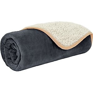 PetAmi Sherpa Fleece Waterproof Cat & Dog Blanket, Gray/Beige, Small 