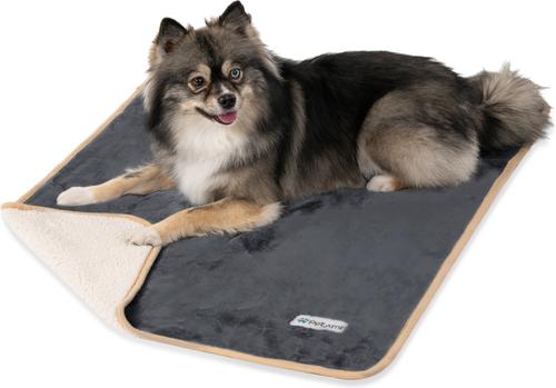Show full view: PetAmi Sherpa Fleece Waterproof Cat & Dog Blanket, Gray/Beige, Small  slide 4 of 9