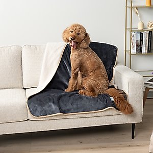 PetAmi Sherpa Fleece Waterproof Cat & Dog Blanket, Gray/Beige, X-Large 