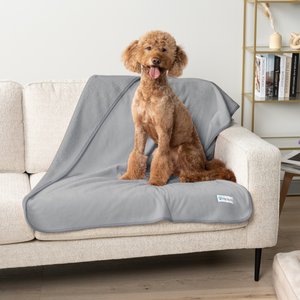 PetAmi Sherpa Fleece Waterproof Cat & Dog Blanket, Light Gray, X-Large 