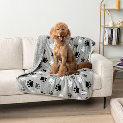 PetAmi Sherpa Fleece Waterproof Cat & Dog Blanket, Paw Gray, Large  slide 2 of 8