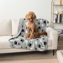 PetAmi Sherpa Fleece Waterproof Cat & Dog Blanket, Paw Gray, X-Large 