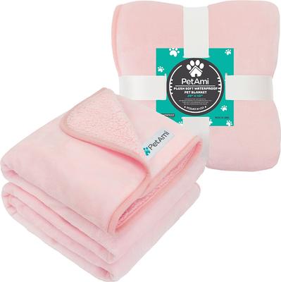 Show full view: PetAmi Sherpa Fleece Waterproof Cat & Dog Blanket, Pink, Queen  slide 7 of 9