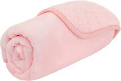 PetAmi Sherpa Fleece Waterproof Cat & Dog Blanket, Pink, Small 
