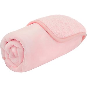 PetAmi Sherpa Fleece Waterproof Cat & Dog Blanket, Pink, Small 