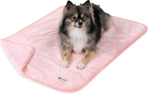Show full view: PetAmi Sherpa Fleece Waterproof Cat & Dog Blanket, Pink, Small  slide 3 of 9