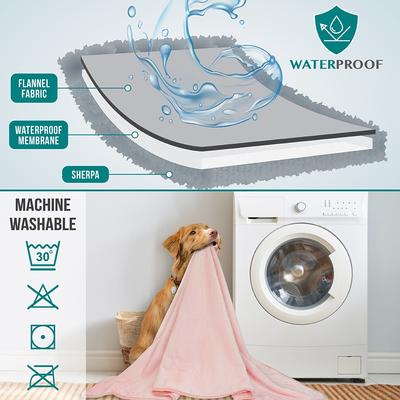 Show full view: PetAmi Sherpa Fleece Waterproof Cat & Dog Blanket, Pink, X-Large  slide 2 of 9