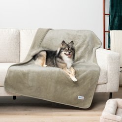 PetAmi Sherpa Fleece Waterproof Cat & Dog Blanket, Taupe, Large 