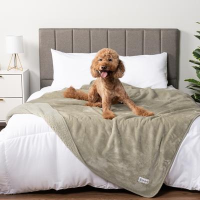 Show full view: PetAmi Sherpa Fleece Waterproof Cat & Dog Blanket, Taupe, Large  slide 4 of 9