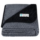 PetAmi Sherpa Fleece Waterproof Waffle Cat & Dog Blanket, Black/Gray, Large 